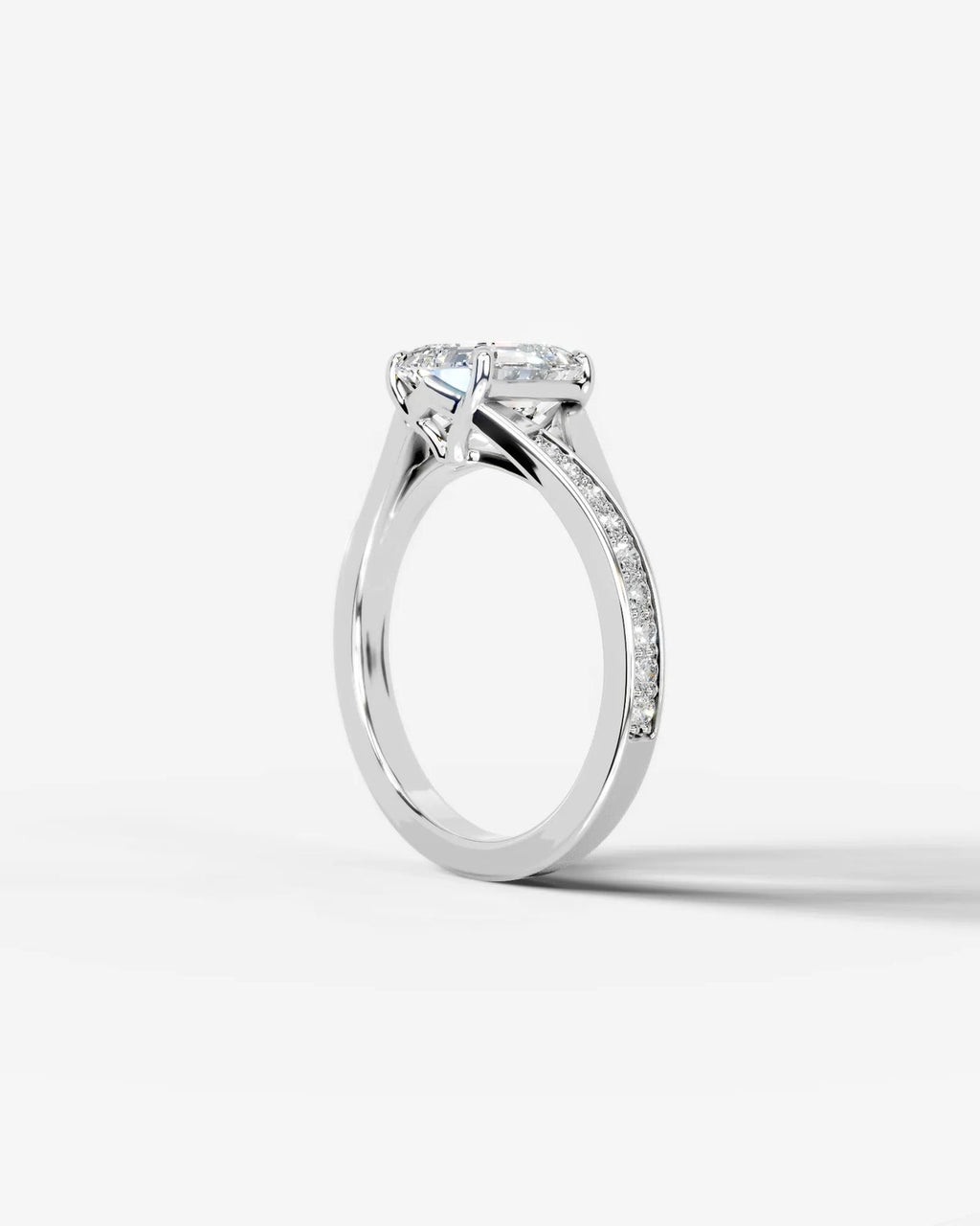 2 Carat Lab Grown Asscher Cut Sculpted Channel Set Diamond Engagement Ring
