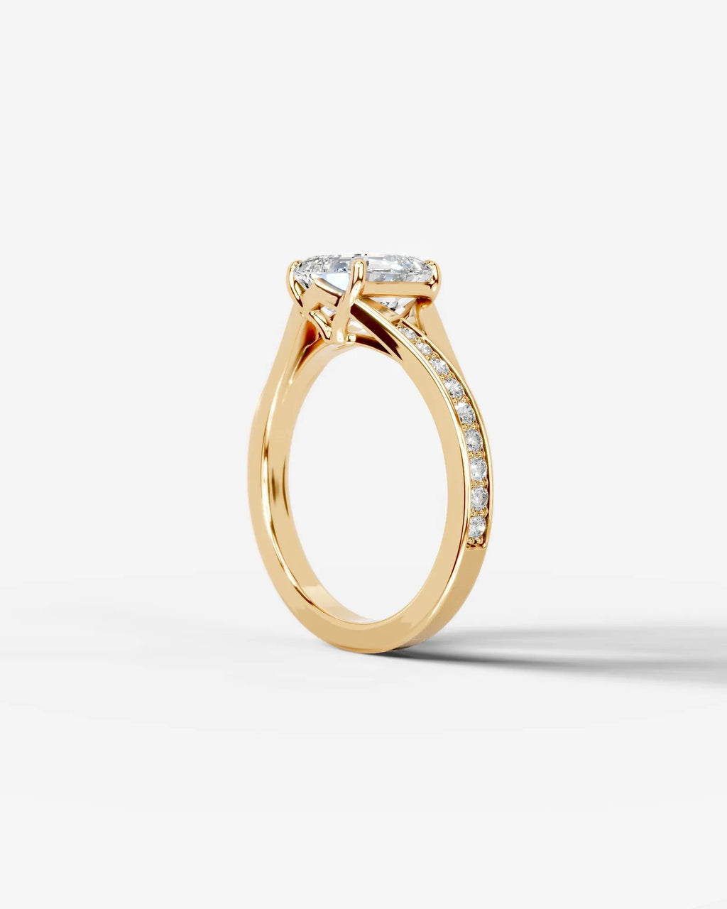 2 Carat Lab Grown Asscher Cut Sculpted Channel Set Diamond Engagement Ring
