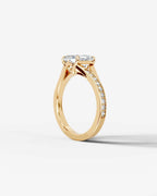 2 Carat Lab Grown Asscher Cut Sculpted Channel Set Diamond Engagement Ring