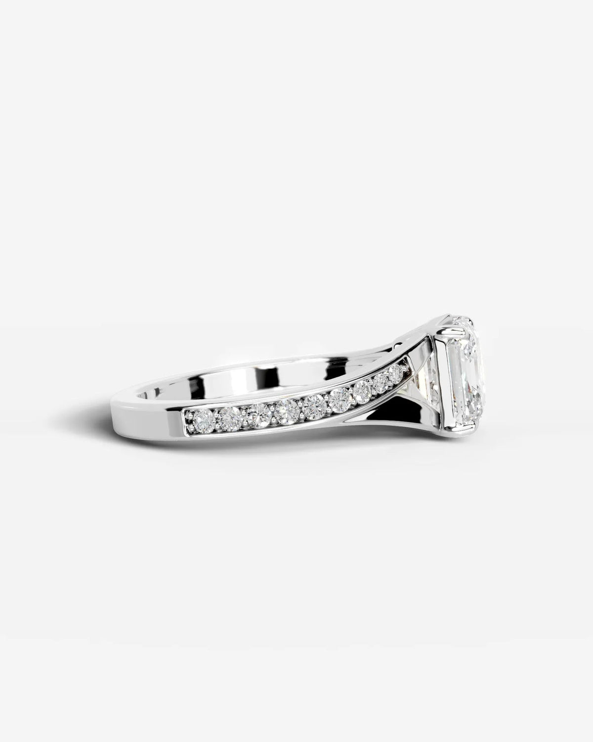 2 Carat Lab Grown Asscher Cut Sculpted Channel Set Diamond Engagement Ring