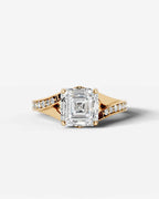 2 Carat Lab Grown Asscher Cut Sculpted Channel Set Diamond Engagement Ring