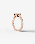 2 Carat Lab Grown Diamond Marquise Cut Tapered Sidestone Engagement Ring