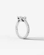 2 Carat Lab Grown Diamond Marquise Cut Tapered Sidestone Engagement Ring