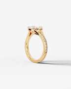 2 Carat Lab Grown Diamond Marquise Cut Tapered Sidestone Engagement Ring