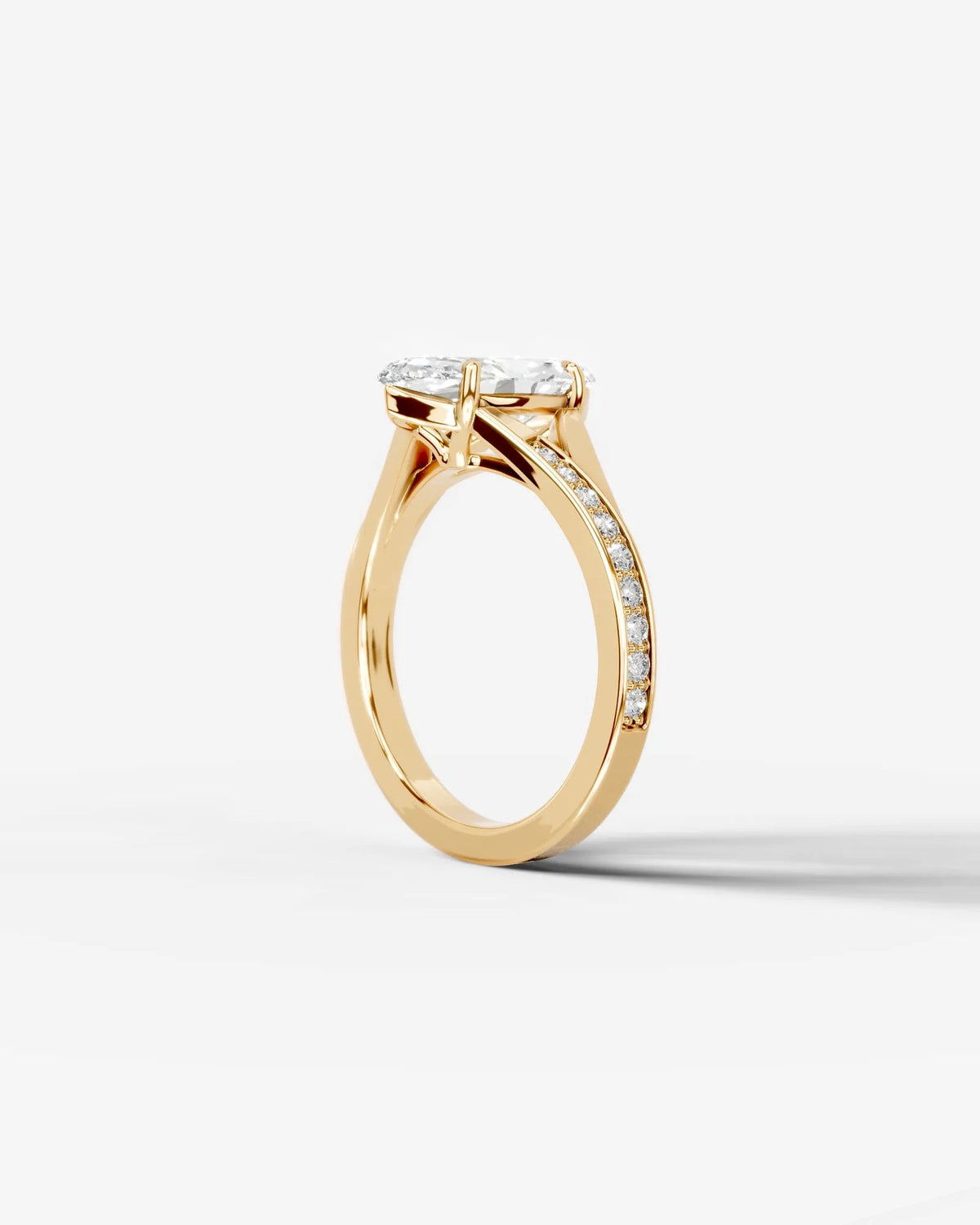 2 Carat Lab Grown Diamond Marquise Cut Tapered Sidestone Engagement Ring