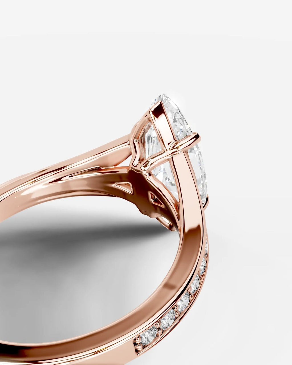 2 Carat Lab Grown Diamond Marquise Cut Tapered Sidestone Engagement Ring