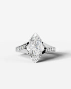 2 Carat Lab Grown Diamond Marquise Cut Tapered Sidestone Engagement Ring