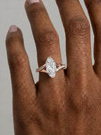 2 Carat Lab Grown Diamond Marquise Cut Tapered Sidestone Engagement Ring