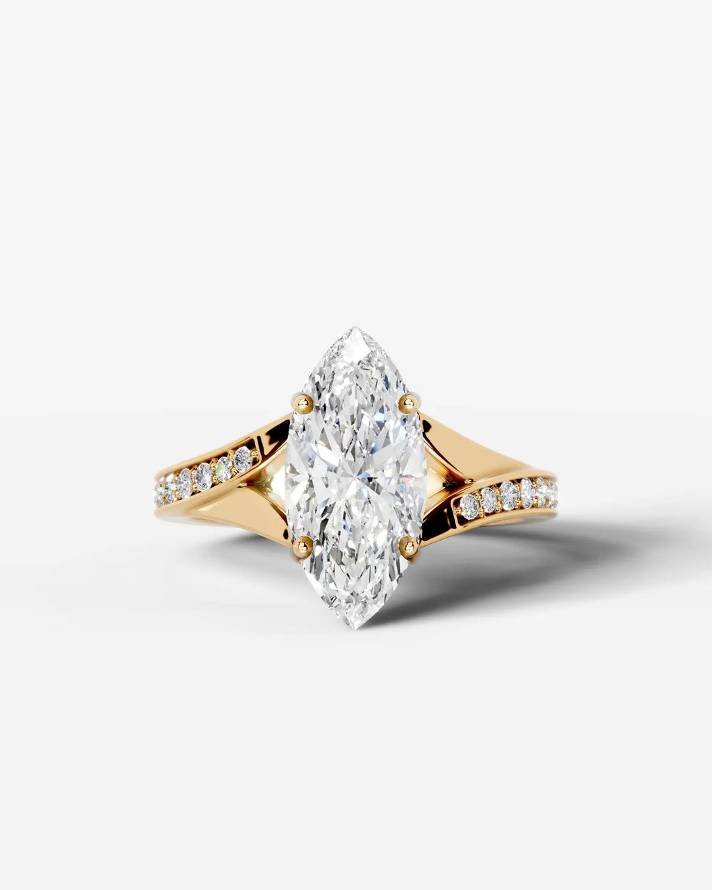 2 Carat Lab Grown Diamond Marquise Cut Tapered Sidestone Engagement Ring