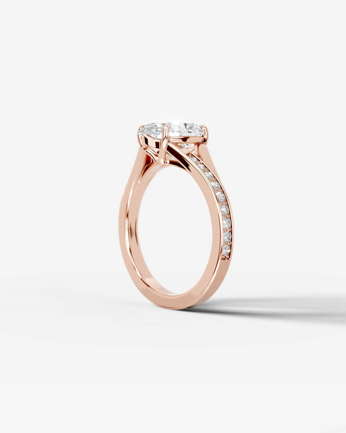 2 Carat Lab Grown Diamond Oval Cut Sculpted Shoulder Engagement Ring