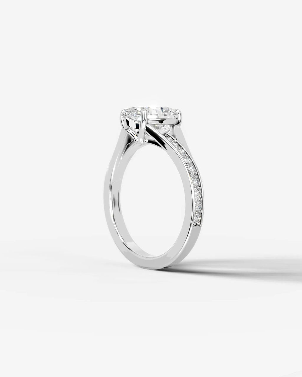 2 Carat Lab Grown Diamond Oval Cut Sculpted Shoulder Engagement Ring