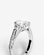 2 Carat Lab Grown Diamond Oval Cut Sculpted Shoulder Engagement Ring