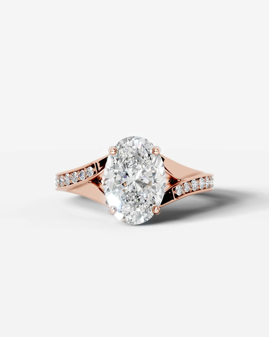 2 Carat Lab Grown Diamond Oval Cut Sculpted Shoulder Engagement Ring