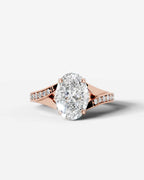 2 Carat Lab Grown Diamond Oval Cut Sculpted Shoulder Engagement Ring