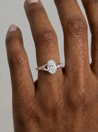 2 Carat Lab Grown Diamond Oval Cut Sculpted Shoulder Engagement Ring