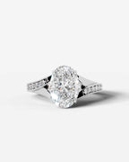 2 Carat Lab Grown Diamond Oval Cut Sculpted Shoulder Engagement Ring