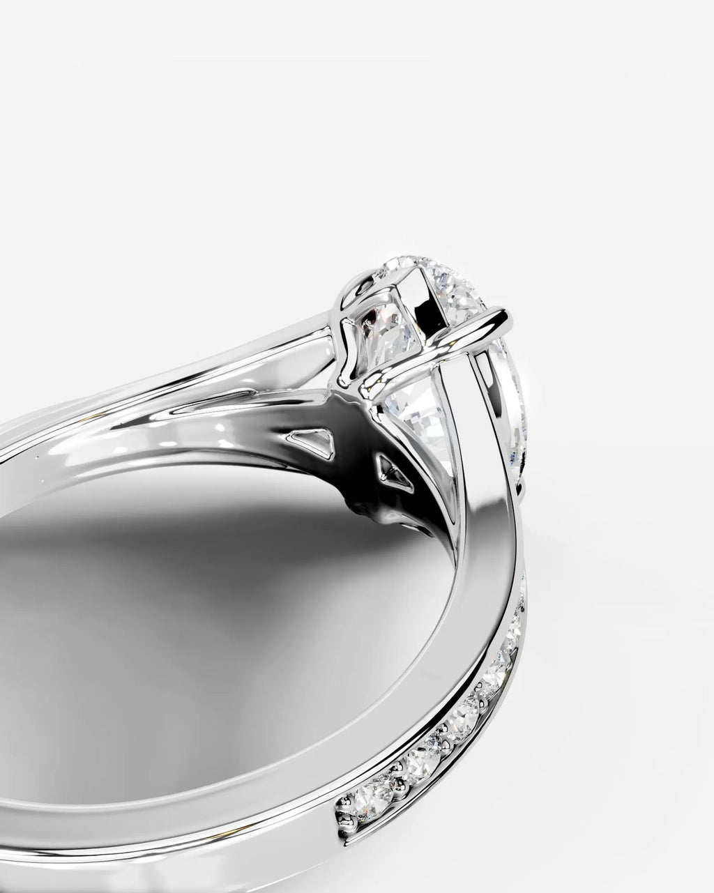 2 Carat Lab Grown Diamond Oval Cut Sculpted Shoulder Engagement Ring