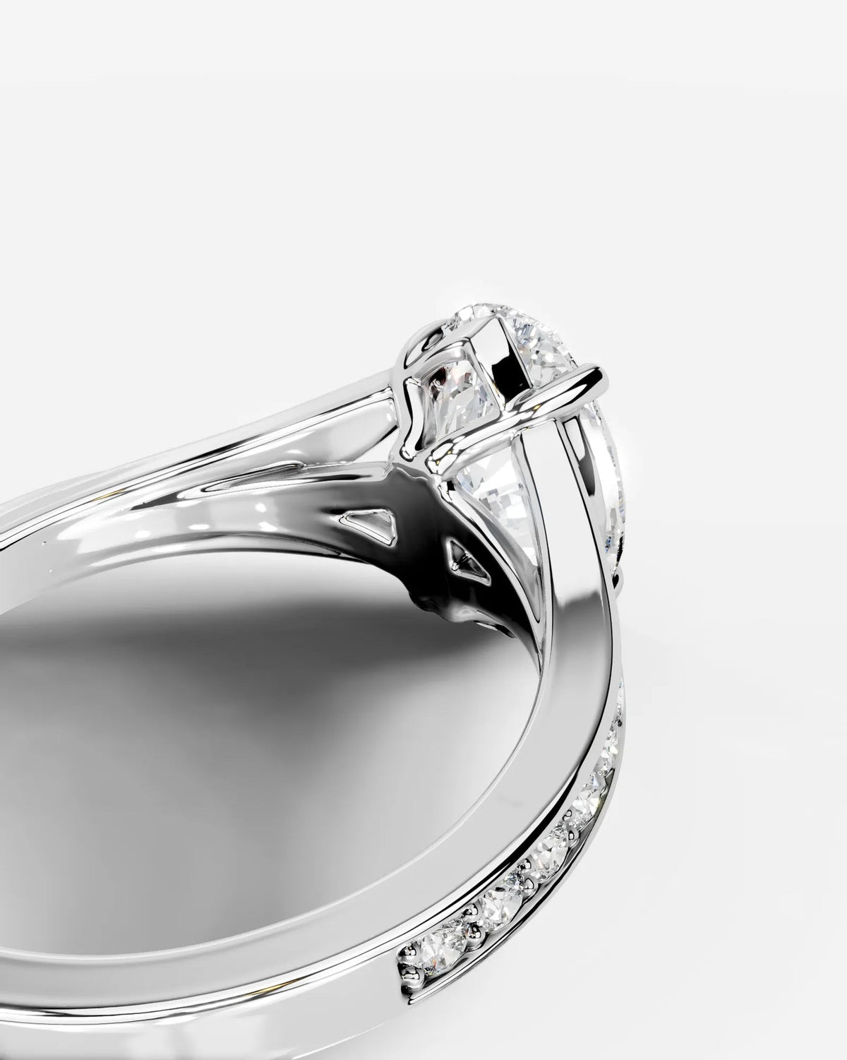 2 Carat Lab Grown Diamond Oval Cut Sculpted Shoulder Engagement Ring