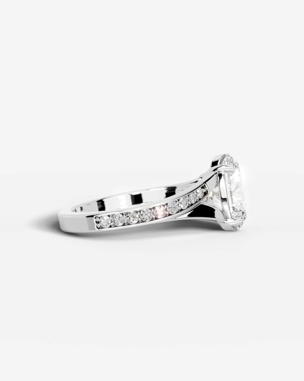 2 Carat Lab Grown Diamond Oval Cut Sculpted Shoulder Engagement Ring