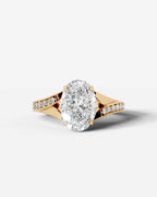 2 Carat Lab Grown Diamond Oval Cut Sculpted Shoulder Engagement Ring