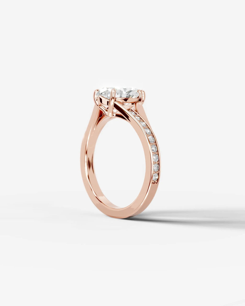 2 Carat Lab Grown Pear Cut Diamond Split-Shank Sidestone Engagement Ring