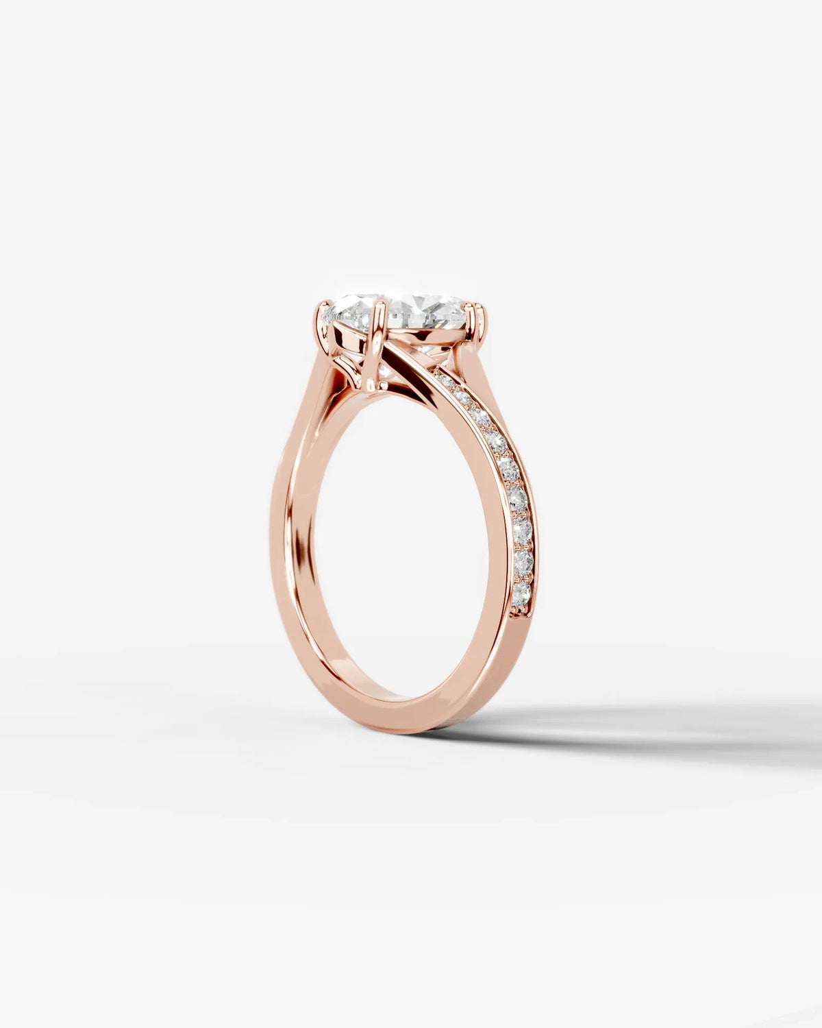 2 Carat Lab Grown Pear Cut Diamond Split-Shank Sidestone Engagement Ring