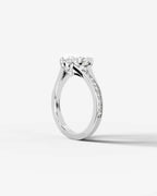 2 Carat Lab Grown Pear Cut Diamond Split-Shank Sidestone Engagement Ring