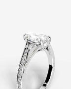2 Carat Lab Grown Pear Cut Diamond Split-Shank Sidestone Engagement Ring