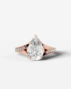 2 Carat Lab Grown Pear Cut Diamond Split-Shank Sidestone Engagement Ring