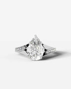 2 Carat Lab Grown Pear Cut Diamond Split-Shank Sidestone Engagement Ring