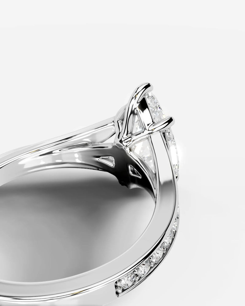 2 Carat Lab Grown Pear Cut Diamond Split-Shank Sidestone Engagement Ring