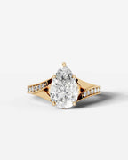 2 Carat Lab Grown Pear Cut Diamond Split-Shank Sidestone Engagement Ring