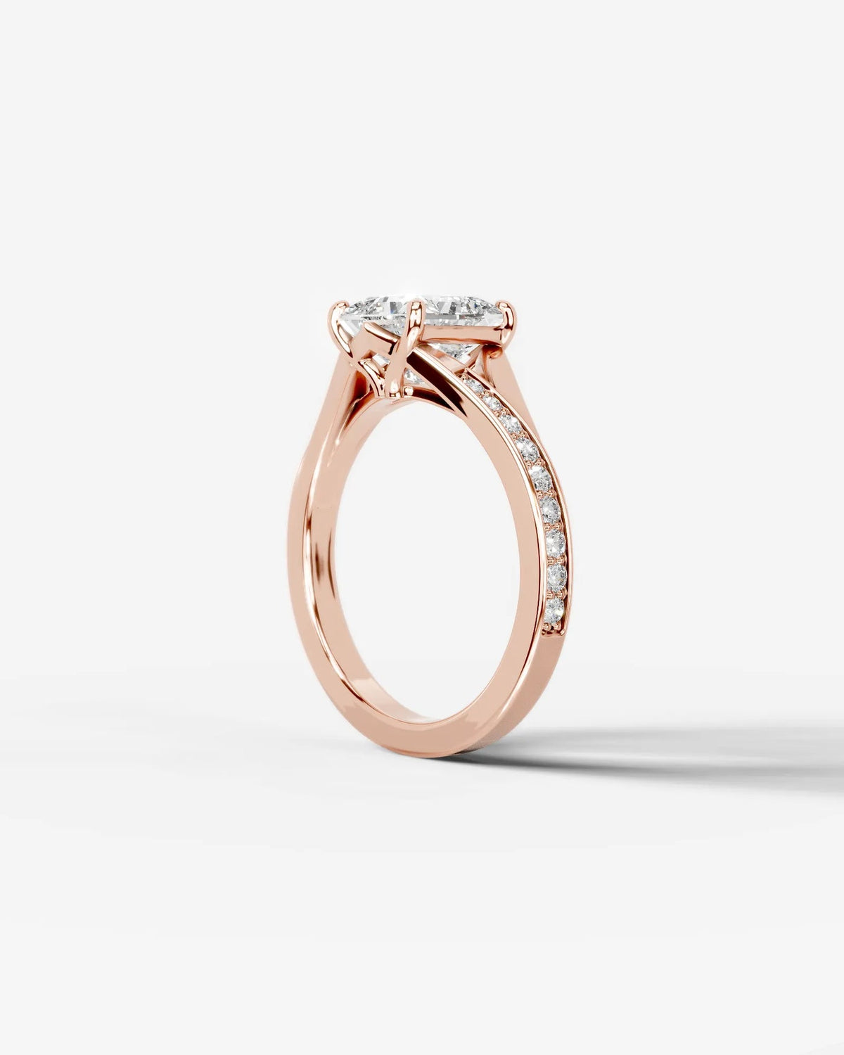 2 Carat Lab Grown Cushion Cut Pavé Split Shank Engagement Ring
