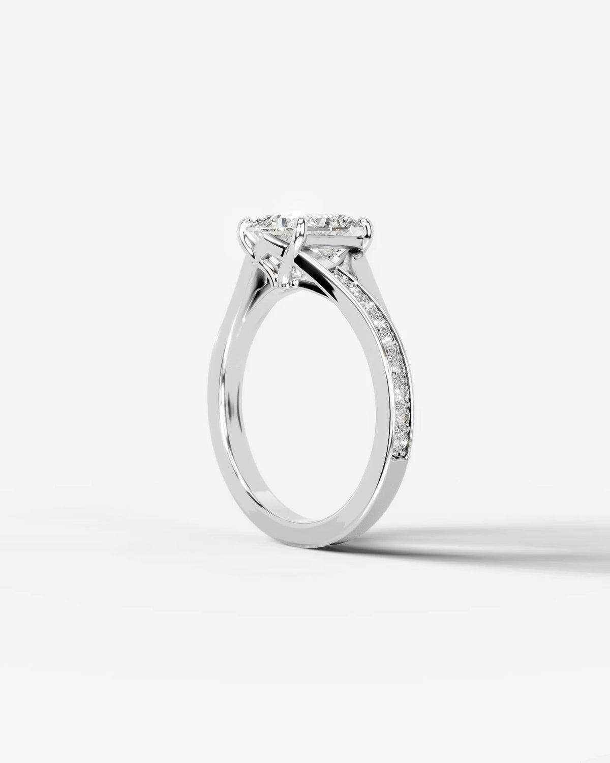 2 Carat Lab Grown Cushion Cut Pavé Split Shank Engagement Ring