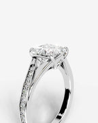 2 Carat Lab Grown Cushion Cut Pavé Split Shank Engagement Ring