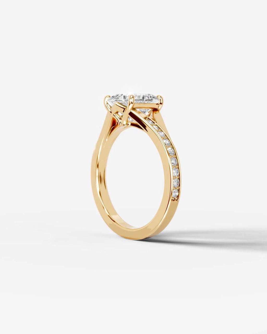 2 Carat Lab Grown Cushion Cut Pavé Split Shank Engagement Ring