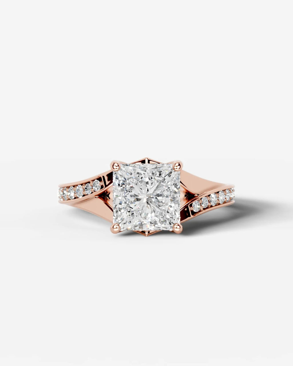 2 Carat Lab Grown Cushion Cut Pavé Split Shank Engagement Ring
