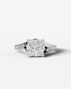 2 Carat Lab Grown Cushion Cut Pavé Split Shank Engagement Ring