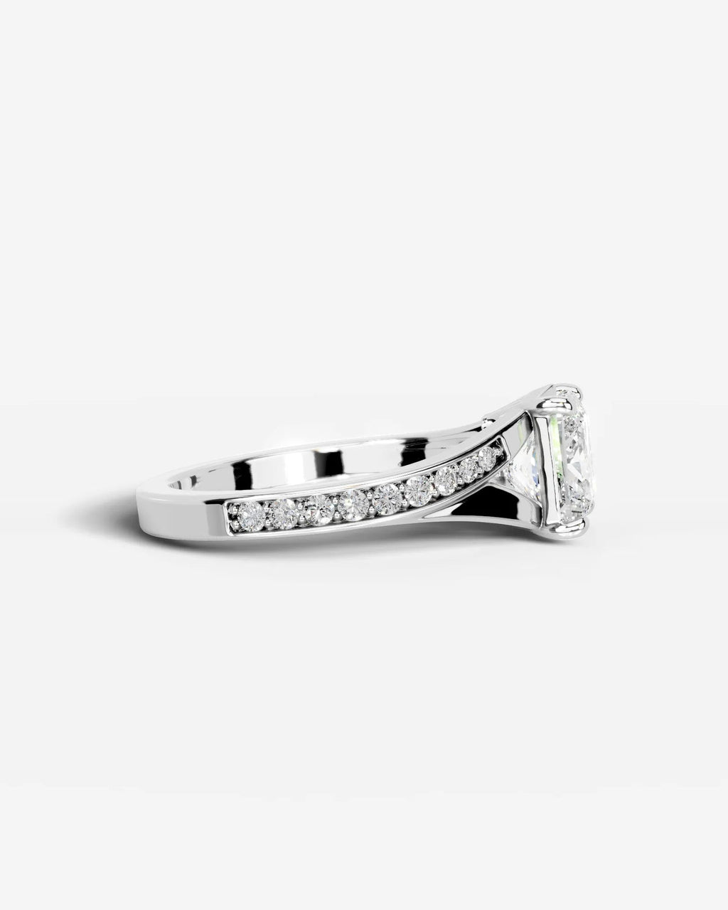 2 Carat Lab Grown Cushion Cut Pavé Split Shank Engagement Ring