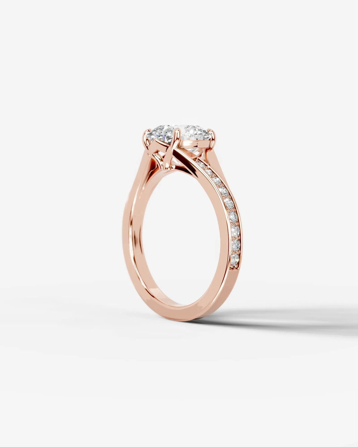 2 Carat Lab Grown Round Cut Pavé Split Shank Engagement Ring
