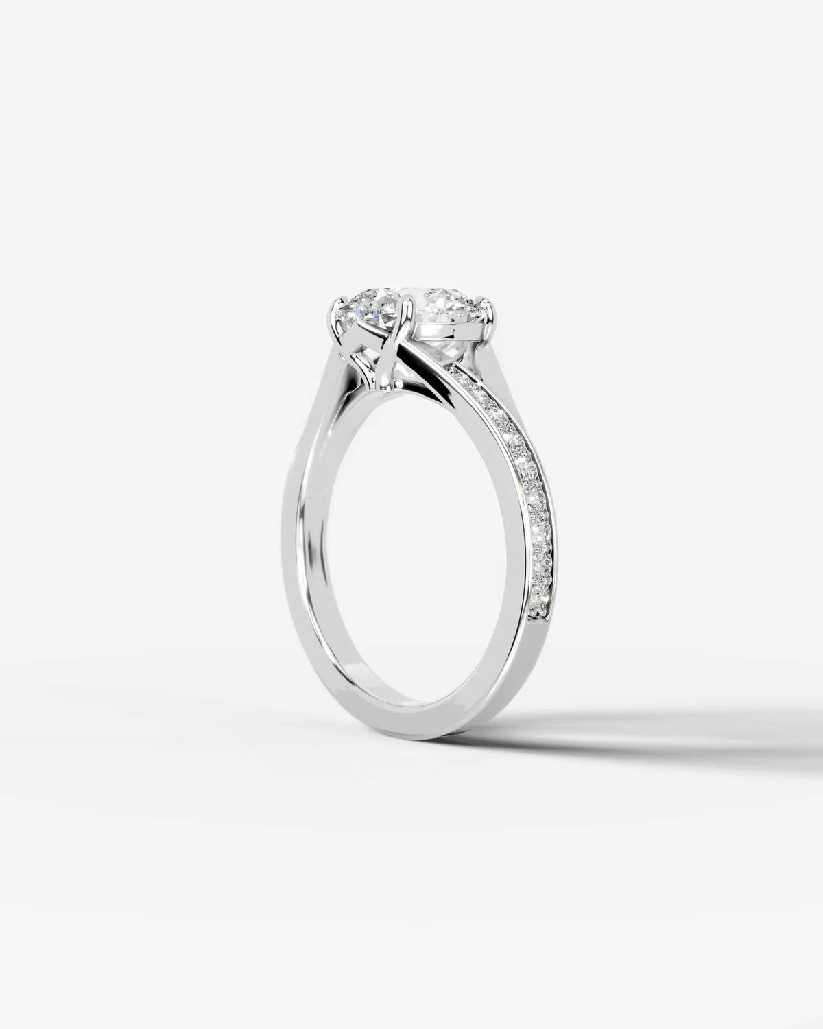 2 Carat Lab Grown Round Cut Pavé Split Shank Engagement Ring