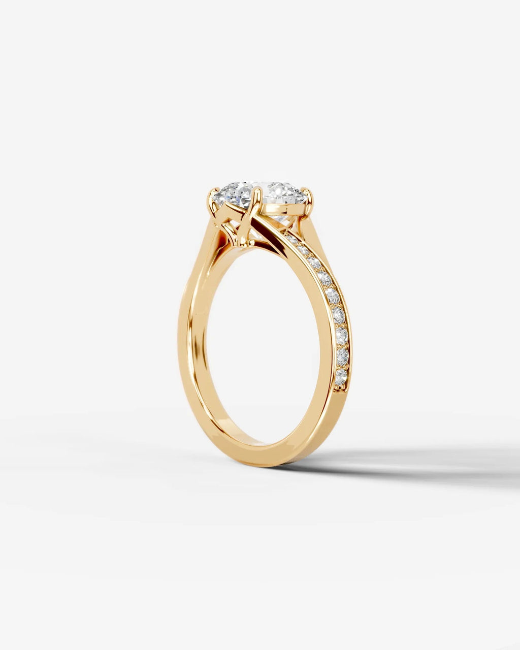 2 Carat Lab Grown Round Cut Pavé Split Shank Engagement Ring