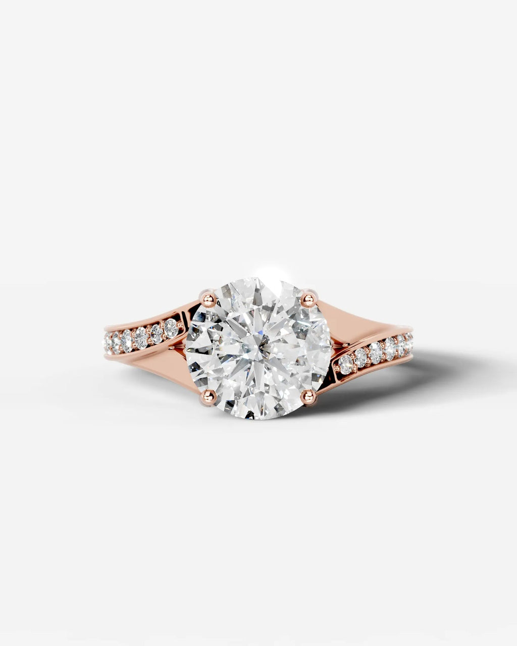 2 Carat Lab Grown Round Cut Pavé Split Shank Engagement Ring