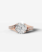 2 Carat Lab Grown Round Cut Pavé Split Shank Engagement Ring