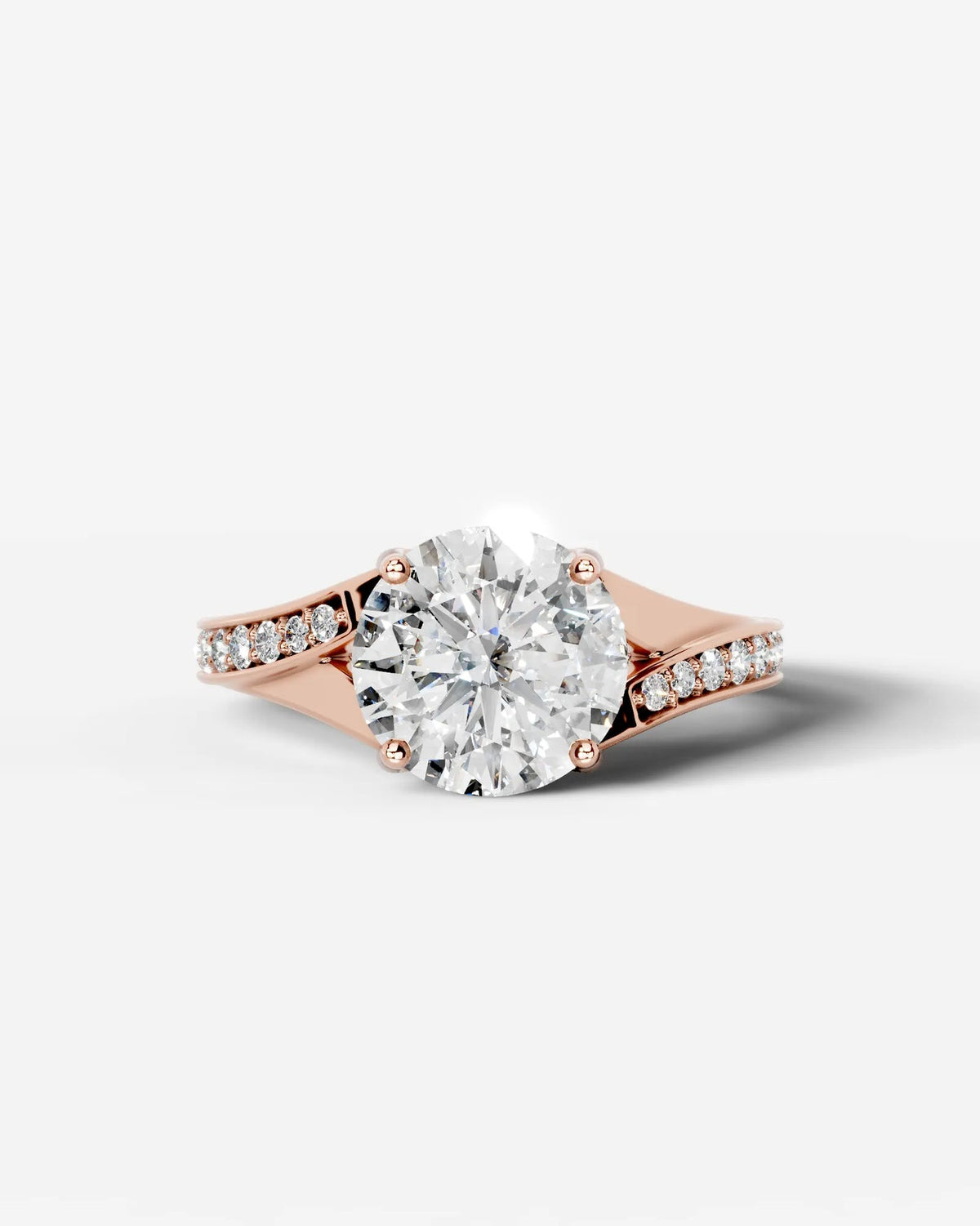2 Carat Lab Grown Round Cut Pavé Split Shank Engagement Ring
