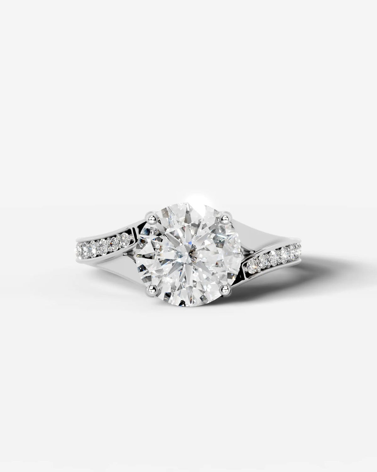 2 Carat Lab Grown Round Cut Pavé Split Shank Engagement Ring