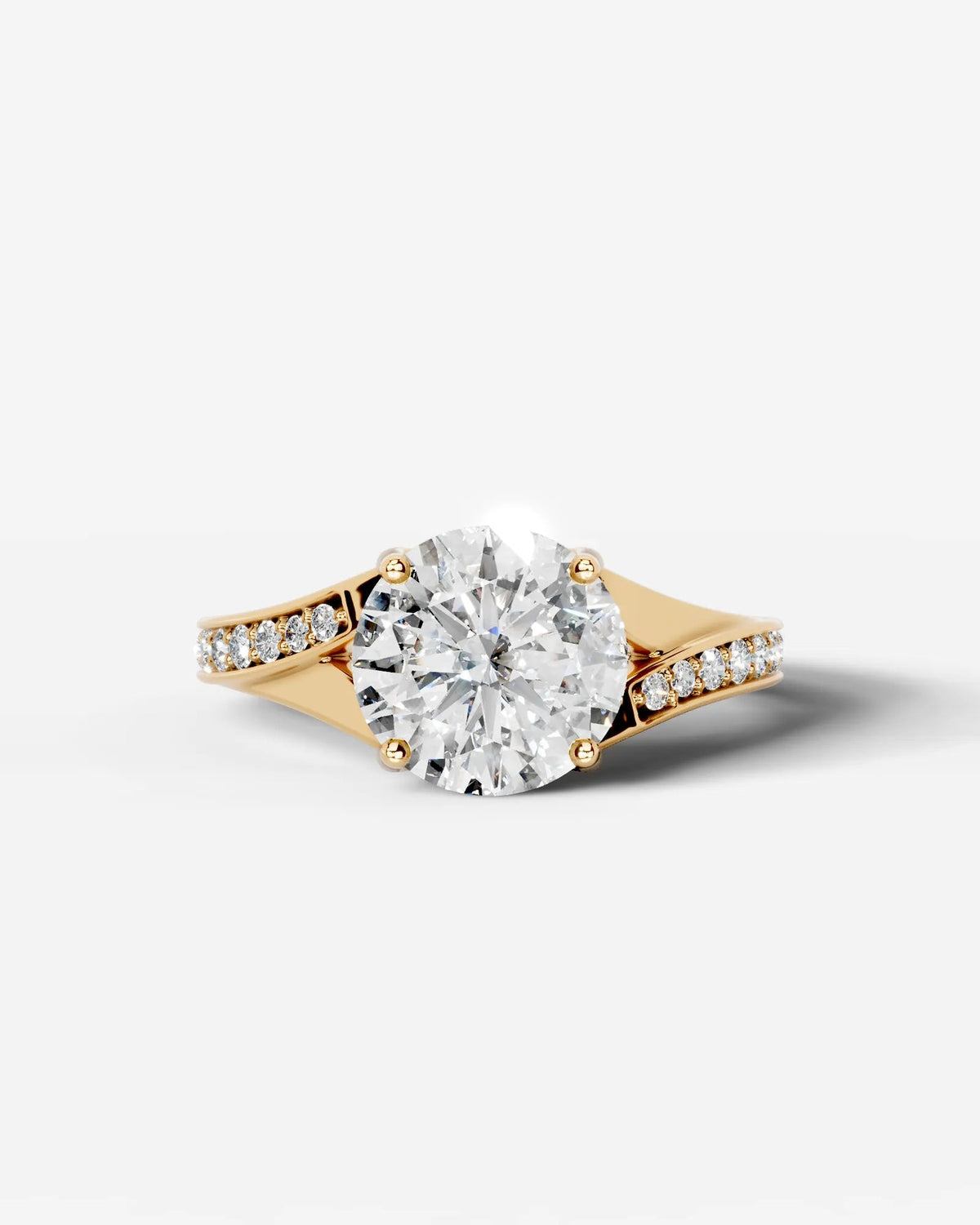 2 Carat Lab Grown Round Cut Pavé Split Shank Engagement Ring