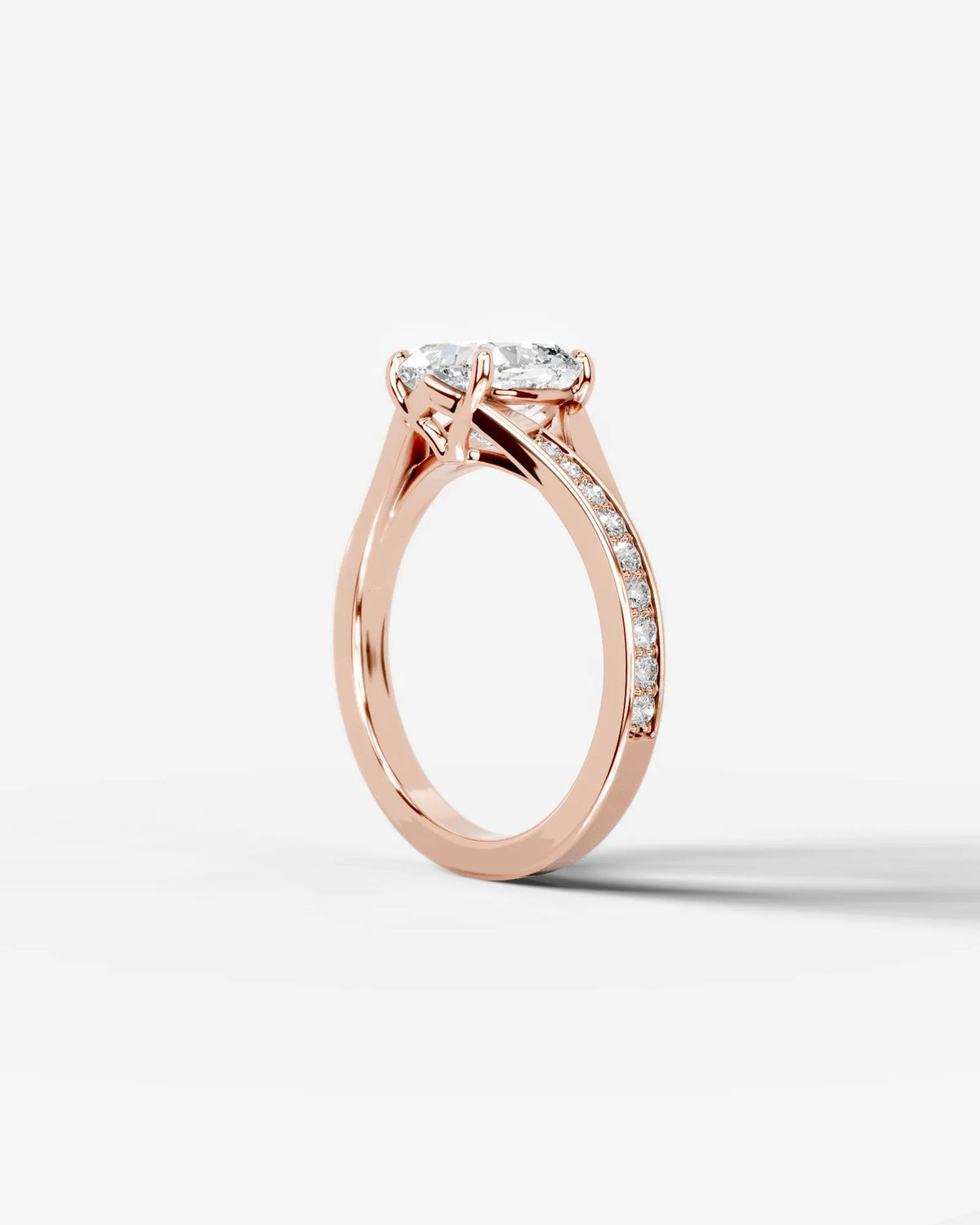2 Carat Lab Grown Cushion Cut Sculpted Channel Set Sidestone Engagement Ring