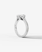 2 Carat Lab Grown Cushion Cut Sculpted Channel Set Sidestone Engagement Ring