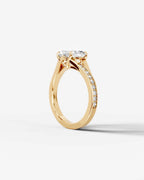 2 Carat Lab Grown Cushion Cut Sculpted Channel Set Sidestone Engagement Ring